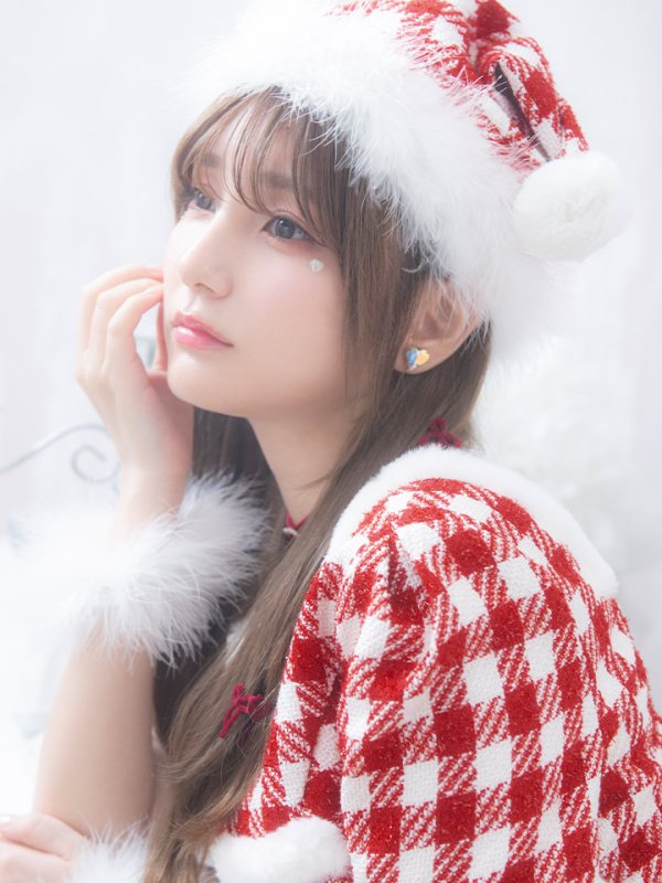 画像7: 【即日発送！】【サンタコス 5点セット】【XS-Lサイズ/2カラー】ギンガムチェックセットアップフレアサンタコスプレ[YMT] (7)