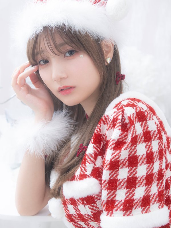 画像8: 【即日発送！】【サンタコス 5点セット】【XS-Lサイズ/2カラー】ギンガムチェックセットアップフレアサンタコスプレ[YMT] (8)