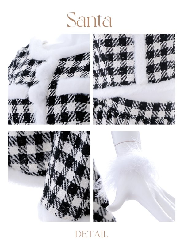 画像27: 【即日発送！】【サンタコス 5点セット】【XS-Lサイズ/2カラー】ギンガムチェック セットアップフレアサンタコスプレ[YMT] (27)