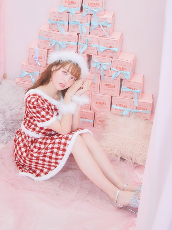 画像11: 【即日発送！】【サンタコス 5点セット】【XS-Lサイズ/2カラー】ギンガムチェック セットアップフレアコスプレ[OF01] (11)