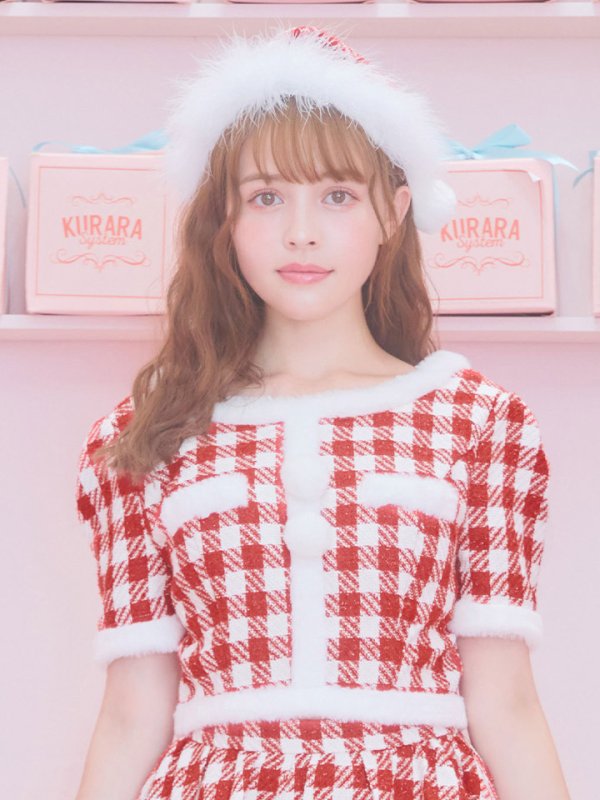 画像16: 【即日発送！】【サンタコス 5点セット】【XS-Lサイズ/2カラー】ギンガムチェック セットアップフレアコスプレ[OF01] (16)