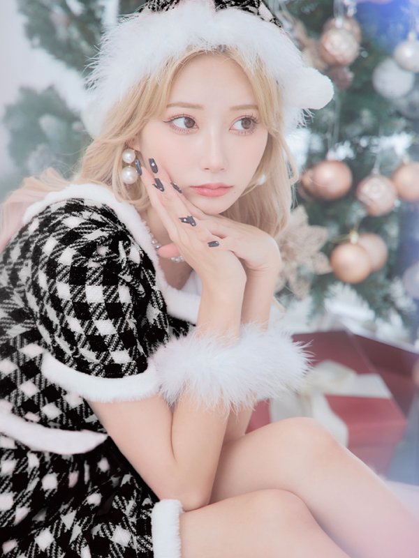 画像18: 【サンタコス 5点セット】【XS-Lサイズ/2カラー】ギンガムチェック セットアップフレアサンタコスプレ[OF01] (18)