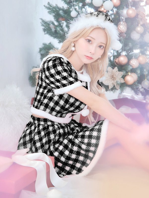 画像19: 【サンタコス 5点セット】【XS-Lサイズ/2カラー】ギンガムチェック セットアップフレアサンタコスプレ[OF01] (19)