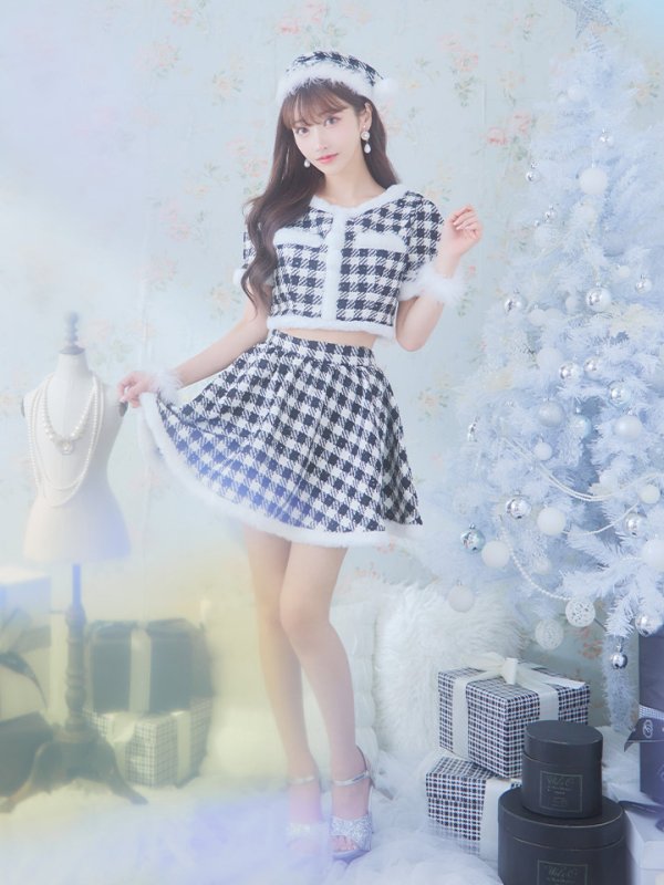 画像5: 【即日発送！】【sugar nine サンタコス 5点セット】【XS-Lサイズ/2カラー】ギンガムチェック セットアップフレアサンタコスプレ[YMT] (5)