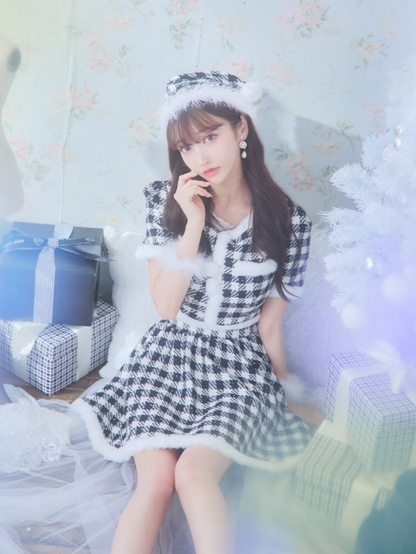 画像11: 【即日発送！】【sugar nine サンタコス 5点セット】【XS-Lサイズ/2カラー】ギンガムチェック セットアップフレアサンタコスプレ[YMT] (11)