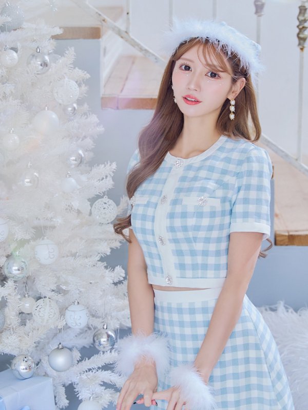 画像38: 【即日発送！】【サンタコス 4点セット】【S-Mサイズ/1カラー】ギンガムチェックサンタコスプレ[YMT] (38)