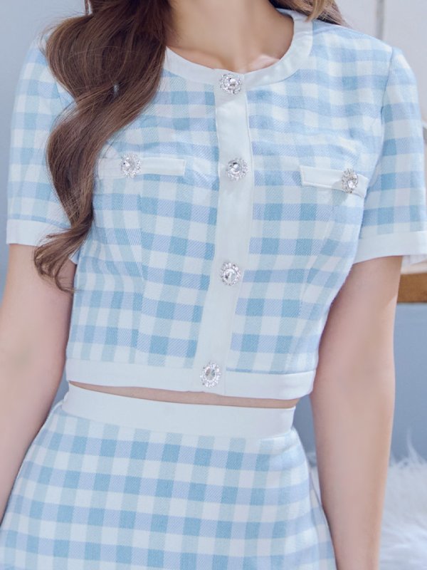 画像27: 【即日発送！】【サンタコス 4点セット】【S-Mサイズ/1カラー】ギンガムチェックサンタコスプレ[YMT] (27)