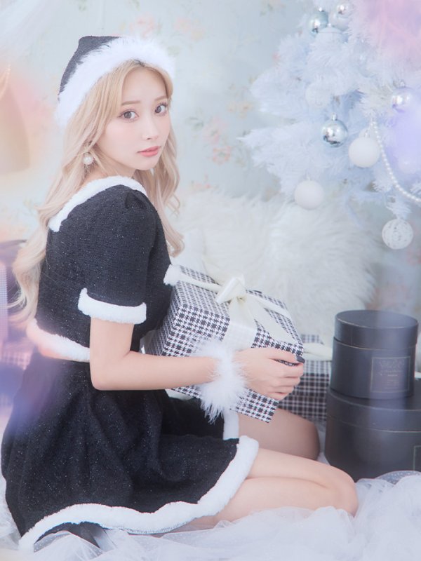 画像6: 【即日発送！】【サンタコス 5点セット】【XS-Lサイズ/2カラー】ラメツイードセットアップサンタ[YMT] (6)