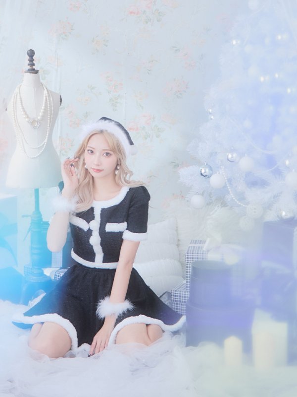 画像13: 【即日発送！】【サンタコス 5点セット】【XS-Lサイズ/2カラー】ラメツイードセットアップサンタ[YMT] (13)