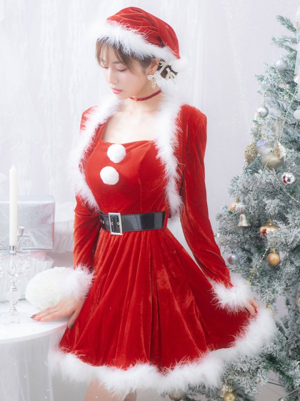 画像5: 【即日発送！】【サンタコス 5点セット】【S-XLサイズ/1カラー】ジャケット付きフレアサンタ[YMT] (5)