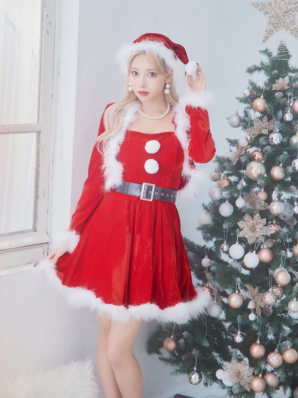 画像15: 【即日発送！】【サンタコス 5点セット】【S-XLサイズ/1カラー】ジャケット付きフレアサンタ[YMT] (15)