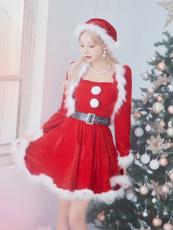 画像17: 【即日発送！】【サンタコス 5点セット】【S-XLサイズ/1カラー】ジャケット付きフレアサンタ[YMT] (17)