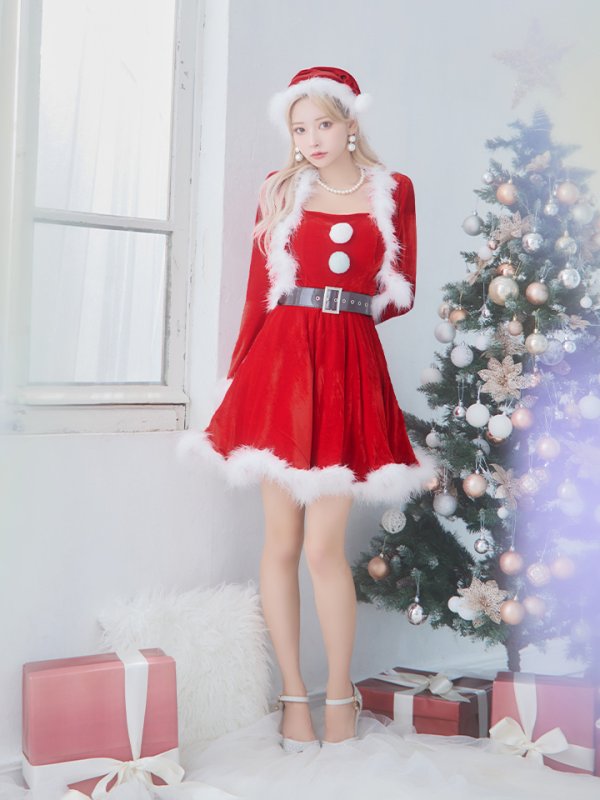 画像18: 【即日発送！】【サンタコス 5点セット】【S-XLサイズ/1カラー】ジャケット付きフレアサンタ[YMT] (18)