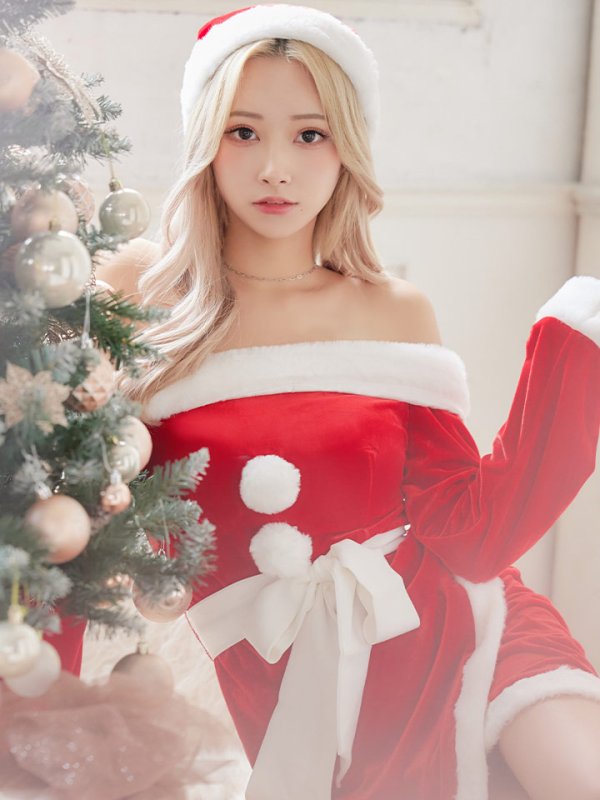 画像7: 【サンタセール！】【サンタコス 4点セット】オフショルダーロングスリーブサンタコスプレ[OF01] (7)