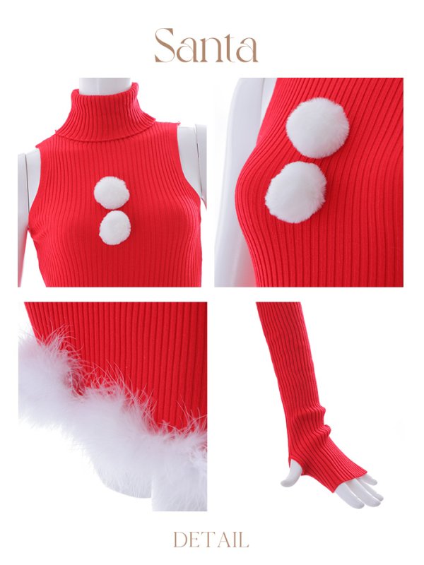 画像20: 【即日発送!】【サンタコス 4点セット】【S-Lサイズ/1カラー】ワンピースドレスサンタ[YMT] (20)