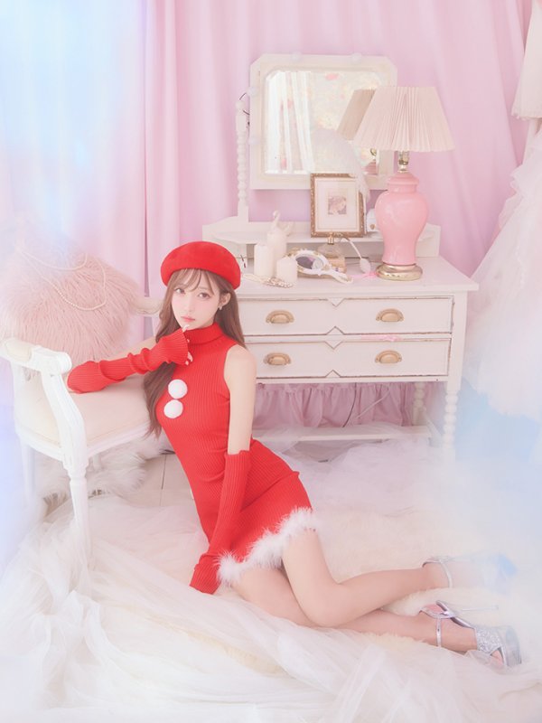 画像6: 【即日発送!】【サンタコス 4点セット】【S-Lサイズ/1カラー】ワンピースドレスサンタ[YMT] (6)