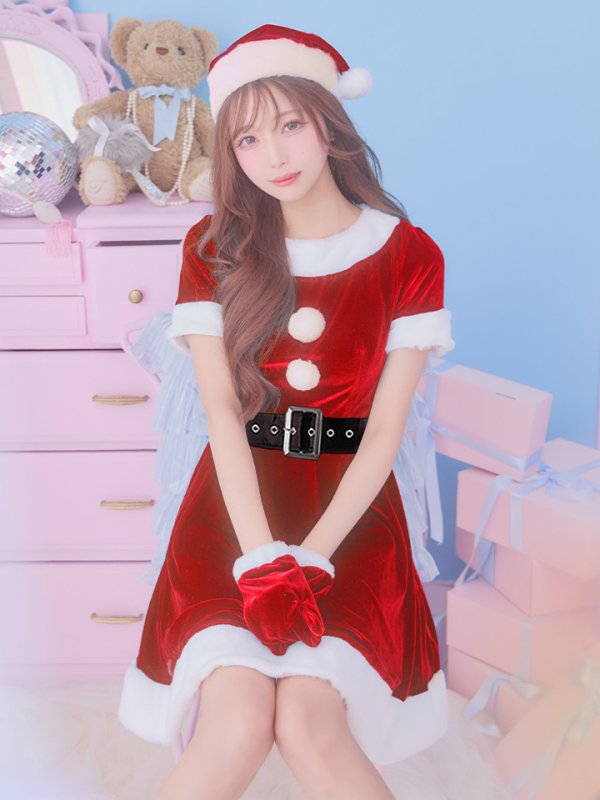 画像2: 【一部予約 / 11月上旬発送予定】【サンタコス 5点セット】【S-Lサイズ/2カラー】シンプルフレアサンタ[YMT] (2)