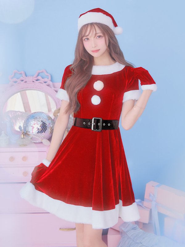 画像3: 【一部予約 / 11月上旬発送予定】【サンタコス 5点セット】【S-Lサイズ/2カラー】シンプルフレアサンタ[YMT] (3)