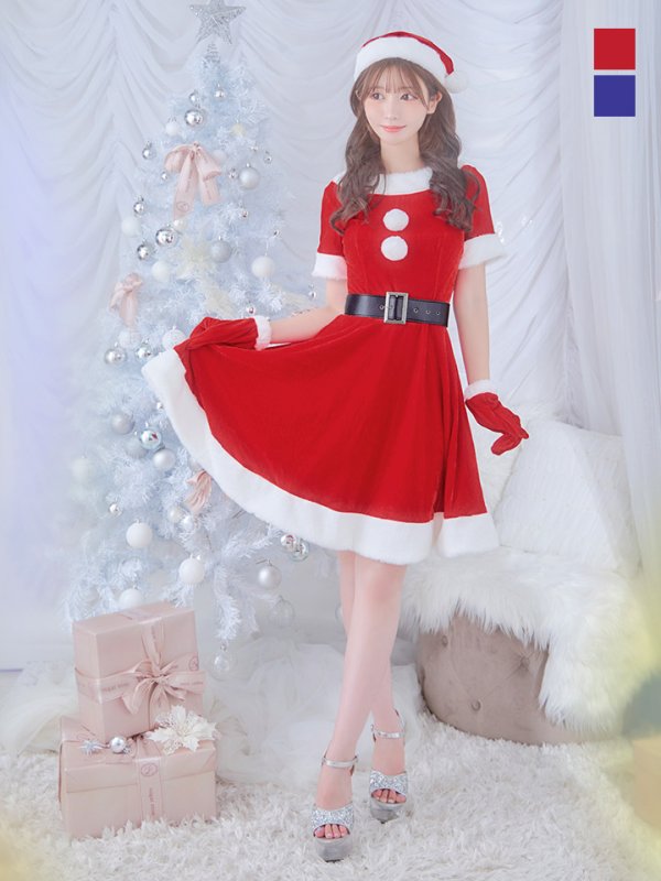 画像5: 【一部予約 / 11月上旬発送予定】【サンタコス 5点セット】【S-Lサイズ/2カラー】シンプルフレアサンタ[YMT] (5)