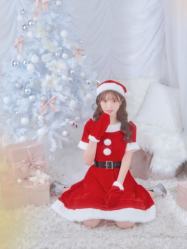 画像9: 【一部予約 / 11月上旬発送予定】【サンタコス 5点セット】【S-Lサイズ/2カラー】シンプルフレアサンタ[YMT] (9)