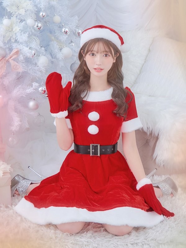 画像15: 【一部予約 / 11月上旬発送予定】【サンタコス 5点セット】【S-Lサイズ/2カラー】シンプルフレアサンタ[YMT] (15)