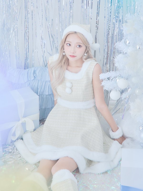 画像12: 即日発送!【サンタコス 5点セット】【S-Lサイズ/3カラー】ツイードチェック2段フレアスカートサンタコスプレ[YMT] (12)