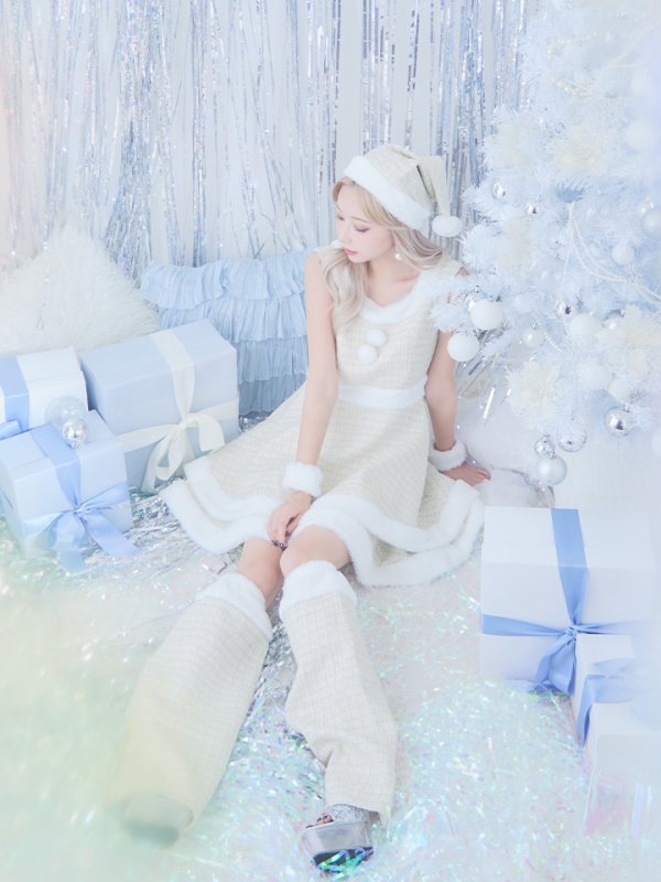 画像15: 即日発送!【サンタコス 5点セット】【S-Lサイズ/3カラー】ツイードチェック2段フレアスカートサンタコスプレ[YMT] (15)