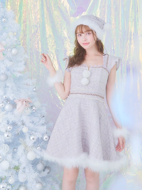 画像21: 【サンタセール！】【サンタコス 4点セット】【S-Lサイズ/2カラー】チェーンモチーフフロントジップツイードフレアサンタコスプレ[YMT] (21)