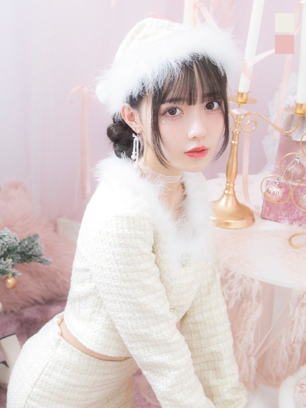 画像6: 【サンタセール！】【サンタコス 3点セット】【XS-Lサイズ/2カラー】ロングスリーブツイードサンタコスプレ[YMT] (6)