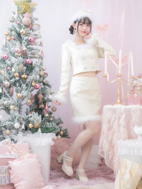 画像8: 【サンタセール！】【サンタコス 3点セット】【XS-Lサイズ/2カラー】ロングスリーブツイードサンタコスプレ[YMT] (8)