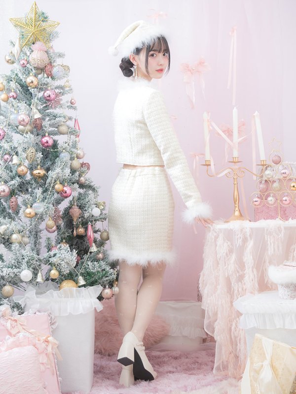 画像10: 【サンタセール！】【サンタコス 3点セット】【XS-Lサイズ/2カラー】ロングスリーブツイードサンタコスプレ[YMT] (10)