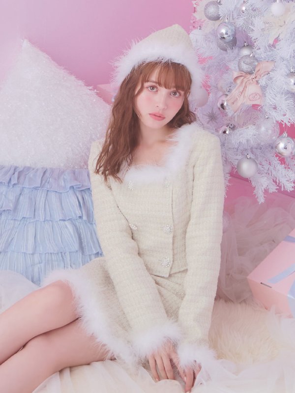 画像15: 【サンタセール！】【サンタコス 3点セット】【XS-Lサイズ/2カラー】ロングスリーブツイードサンタコスプレ[YMT] (15)