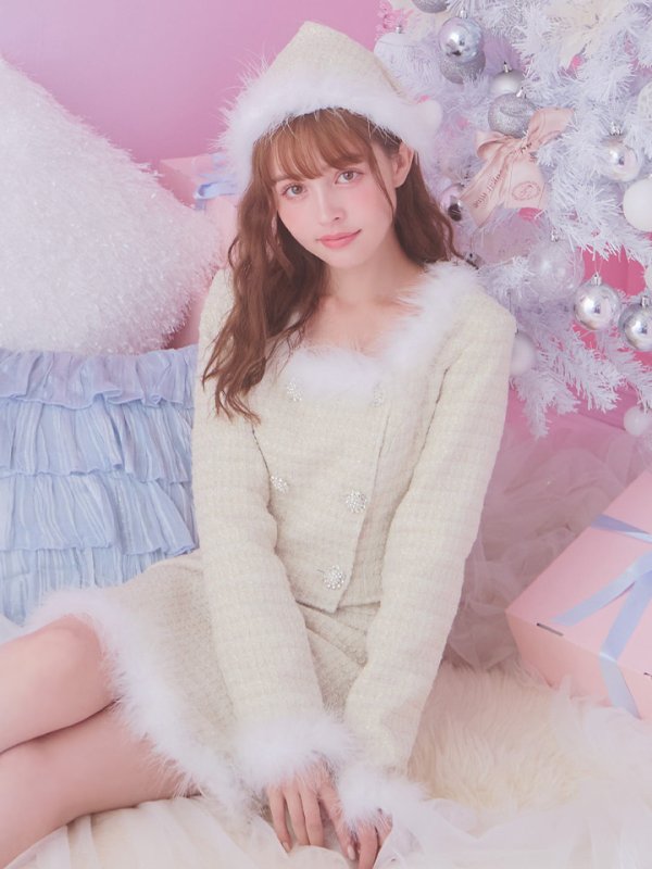 画像14: 【サンタセール！】【サンタコス 3点セット】【XS-Lサイズ/2カラー】ロングスリーブツイードサンタコスプレ[YMT] (14)