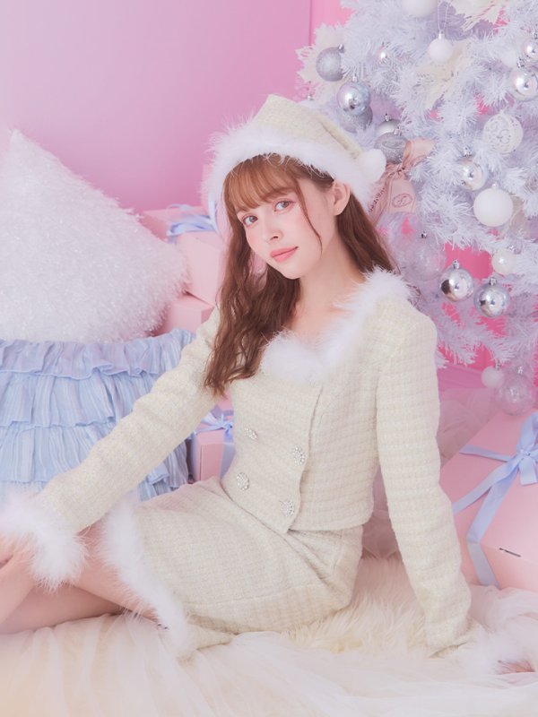 画像5: 【サンタセール！】【サンタコス 3点セット】【XS-Lサイズ/2カラー】ロングスリーブツイードサンタコスプレ[YMT] (5)