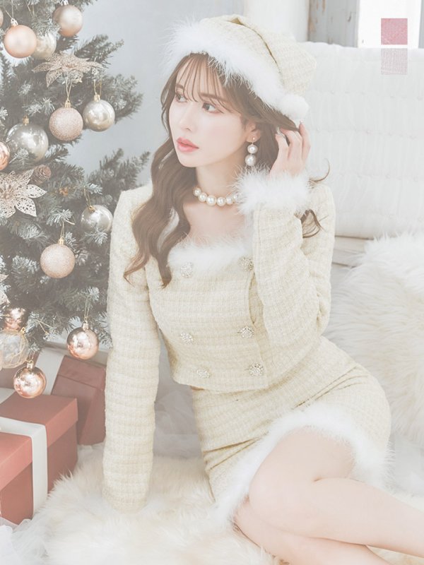 画像3: 【サンタSALE!!】【サンタコス 3点セット】【XS-Lサイズ/2カラー】ロングスリーブツイードサンタコスプレ[OF01] (3)