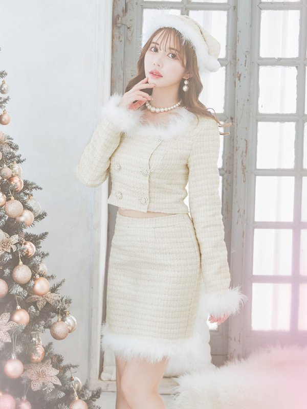 画像4: 【サンタSALE!!】【サンタコス 3点セット】【XS-Lサイズ/2カラー】ロングスリーブツイードサンタコスプレ[OF01] (4)