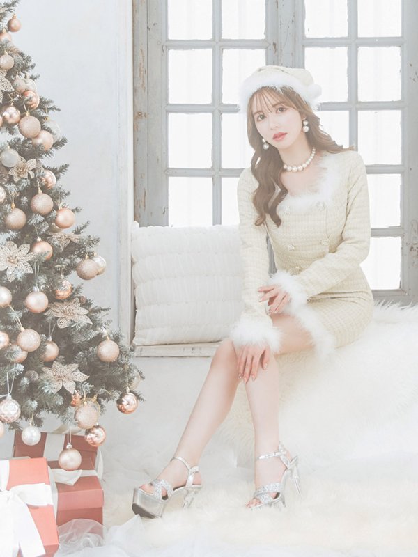 画像7: 【サンタSALE!!】【サンタコス 3点セット】【XS-Lサイズ/2カラー】ロングスリーブツイードサンタコスプレ[OF01] (7)