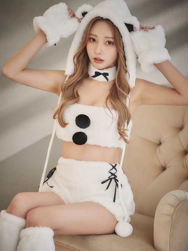 画像3: 【即日発送！】【サンタコス8点セット】【Fサイズ】もこもこシロクマセットアップ[YMT] (3)