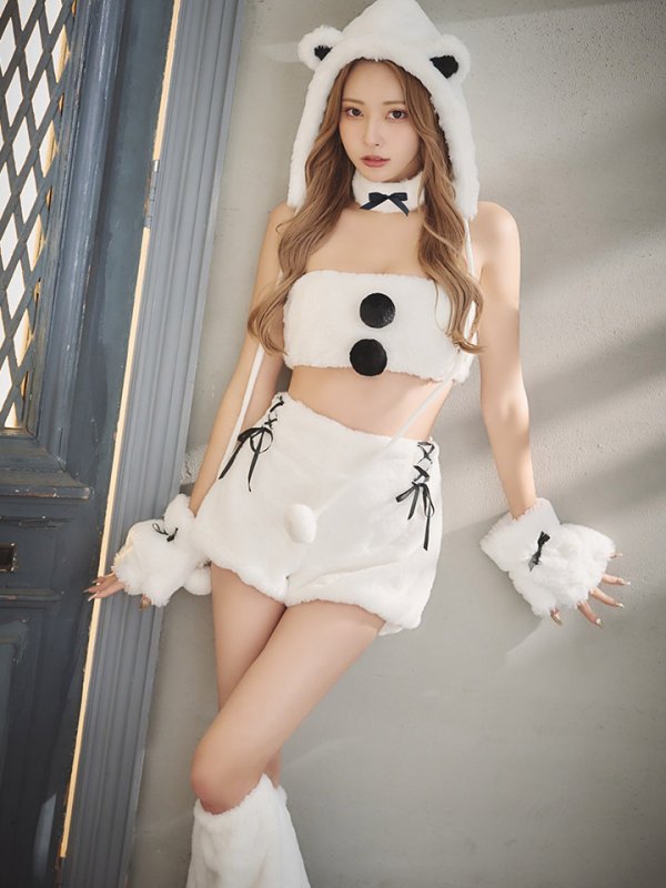 画像9: 【即日発送！】【サンタコス8点セット】【Fサイズ】もこもこシロクマセットアップ[YMT] (9)