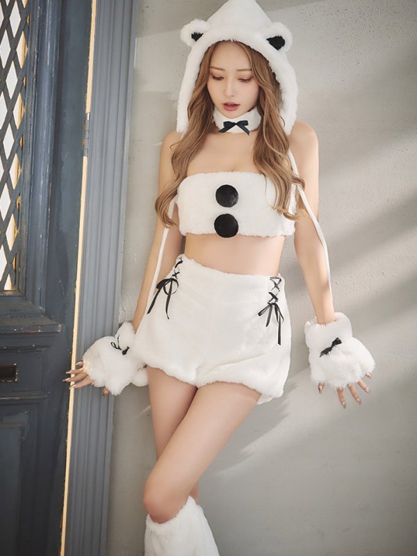 画像11: 【即日発送！】【サンタコス8点セット】【Fサイズ】もこもこシロクマセットアップ[YMT] (11)