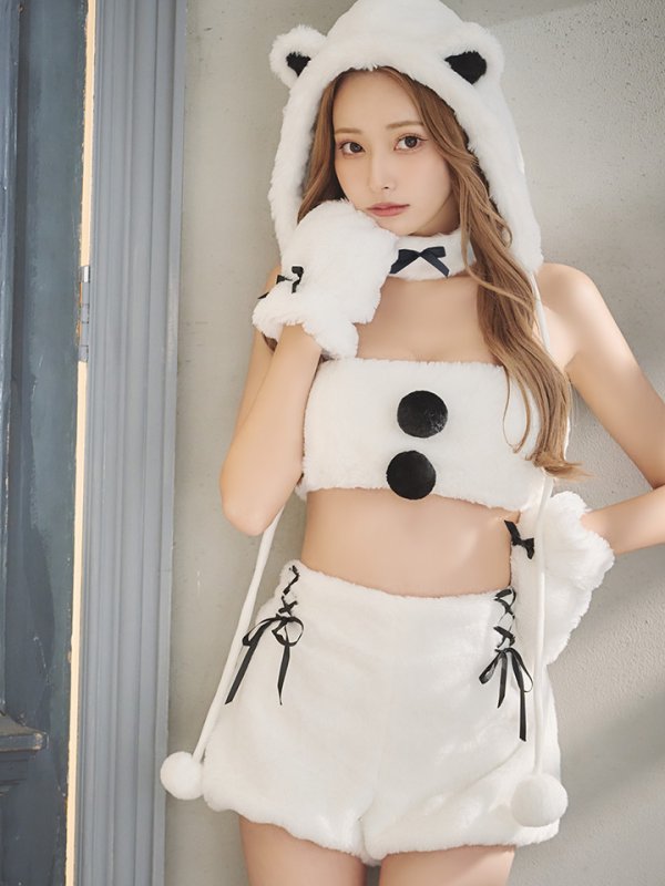 画像13: 【即日発送！】【サンタコス8点セット】【Fサイズ】もこもこシロクマセットアップ[YMT] (13)