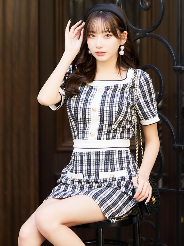 画像11: SALE!チェックセットアップドレス/胸元隠し/背中隠し/キャバドレス/ミニドレス【XS-Mサイズ/1カラー】[HC02-X] 【SB】dzk (11)