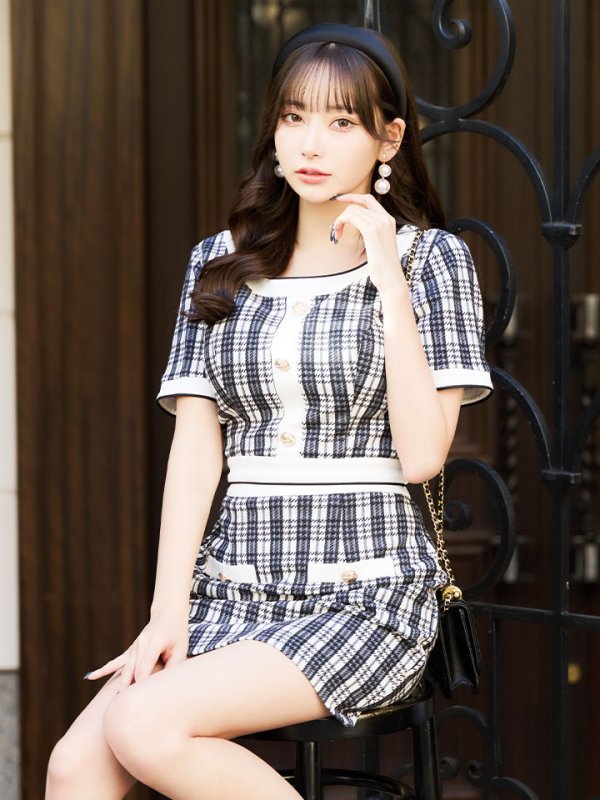 画像13: SALE!チェックセットアップドレス/胸元隠し/背中隠し/キャバドレス/ミニドレス【XS-Mサイズ/1カラー】[HC02-X] 【SB】dzk (13)