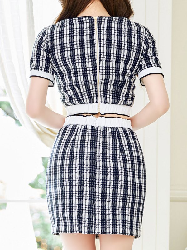 画像7: SALE!チェックセットアップドレス/胸元隠し/背中隠し/キャバドレス/ミニドレス【XS-Mサイズ/1カラー】[HC02-X] 【SB】dzk (7)