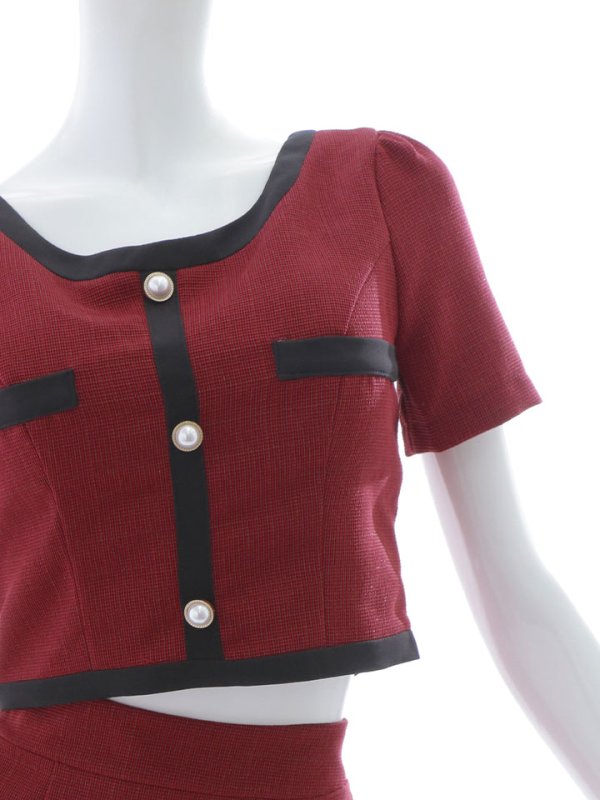 画像26: 新サイズ登場!セットアップマーメイドスカートドレス/ツイード/バイカラー/2ピース/谷間隠し/背中隠し/ショートスリーブ/ミニドレス/キャバドレス 【XS-Lサイズ/2カラー】[HC02-X] 【SB】dzc (26)