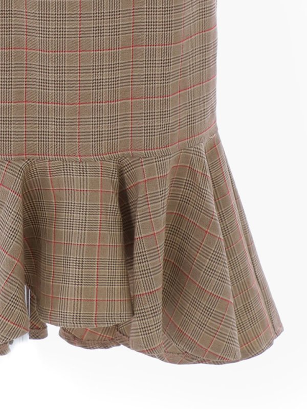 画像16: 【sifeel/シフィール】チェック柄マーメイドドレス/ショートスリーブ/フリル袖/谷間隠し/背中隠し/ベルト/ミディアムドレス/キャバドレス 【S-Lサイズ/1カラー】[HC02-X] 【SB】dzk (16)