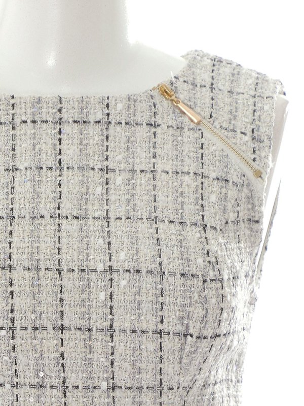 画像22: ノースリーブツイードドレス/チェック柄/チャック/谷間見せ/背中隠し/ミニドレス/キャバドレス【XS-Lサイズ/2カラー】[HC02-X] 【SB】dzw (22)