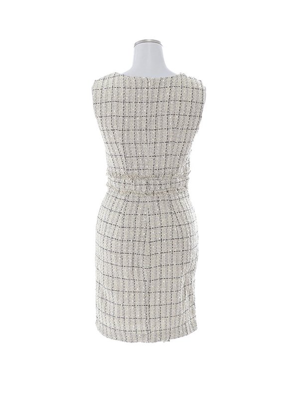 画像21: ノースリーブツイードドレス/チェック柄/チャック/谷間見せ/背中隠し/ミニドレス/キャバドレス【XS-Lサイズ/2カラー】[HC02-X] 【SB】dzw (21)