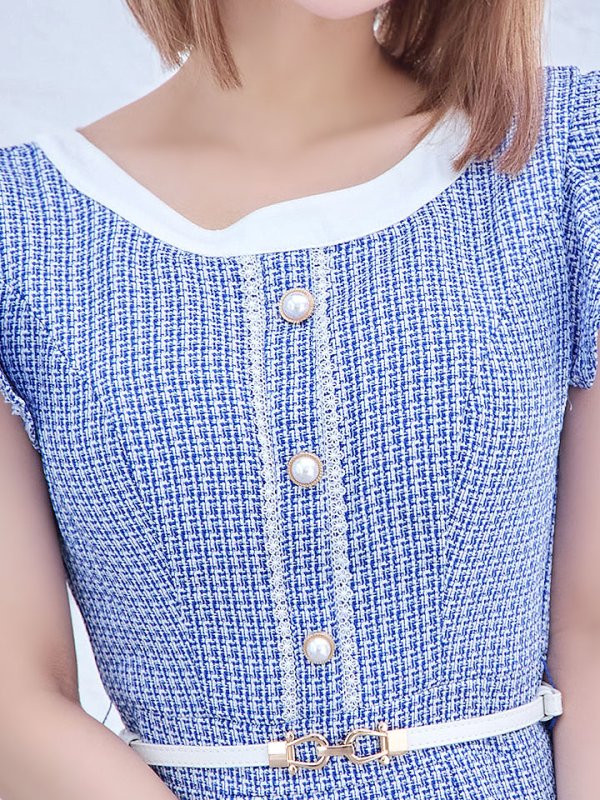 画像17: ツイードマーメイドミニドレス/フリル袖/ベルト/谷間隠し/背中隠し/ミニドレス/キャバドレス 【S-Lサイズ/2カラー】[HC02-X] 【SB】dzw (17)