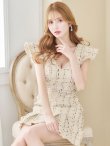 画像1: 【春の大感謝セール】Vネックフリルワンピース/チェック柄/ボタン/谷間見せ/背中隠し/ミニドレス/キャバドレス【XS-Lサイズ/1カラー】[OF04-X] 【SB】dzw (1)
